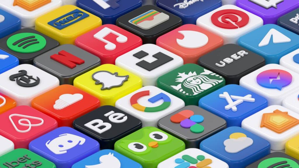 An abstract image depicting logos of various brands